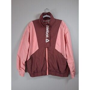 Reebok Colorblock Windbreaker Jacket XL Full Zip Pink 80s 90s Breakdance vintage